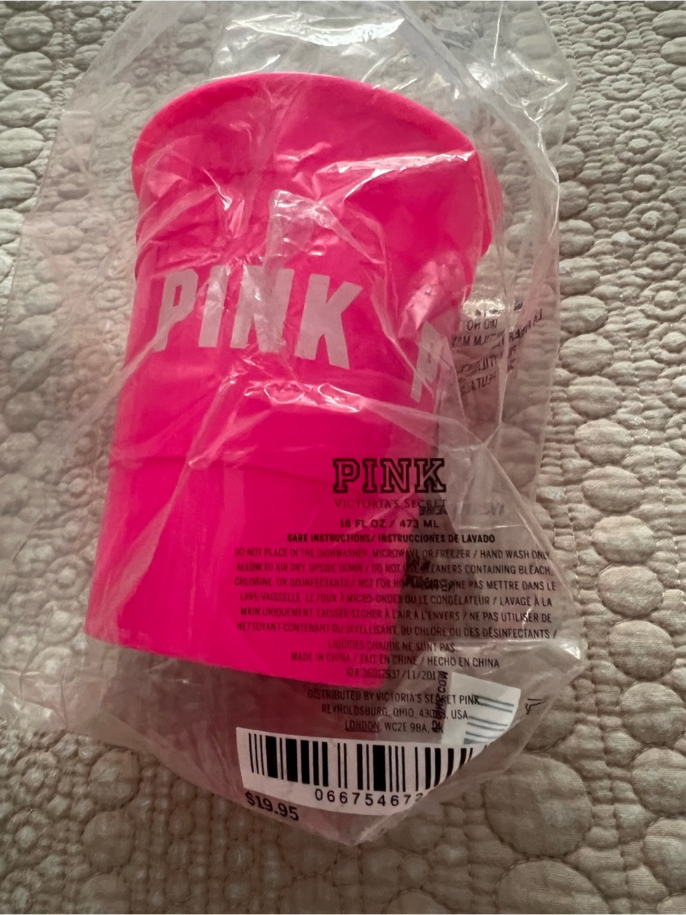 PINK Victoria's Secret Hot Pink Tumbler